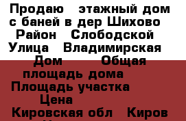 Продаю 2-этажный дом с баней в дер.Шихово › Район ­ Слободской › Улица ­ Владимирская › Дом ­ 20 › Общая площадь дома ­ 72 › Площадь участка ­ 800 › Цена ­ 1 290 000 - Кировская обл., Киров г. Недвижимость » Дома, коттеджи, дачи продажа   . Кировская обл.,Киров г.